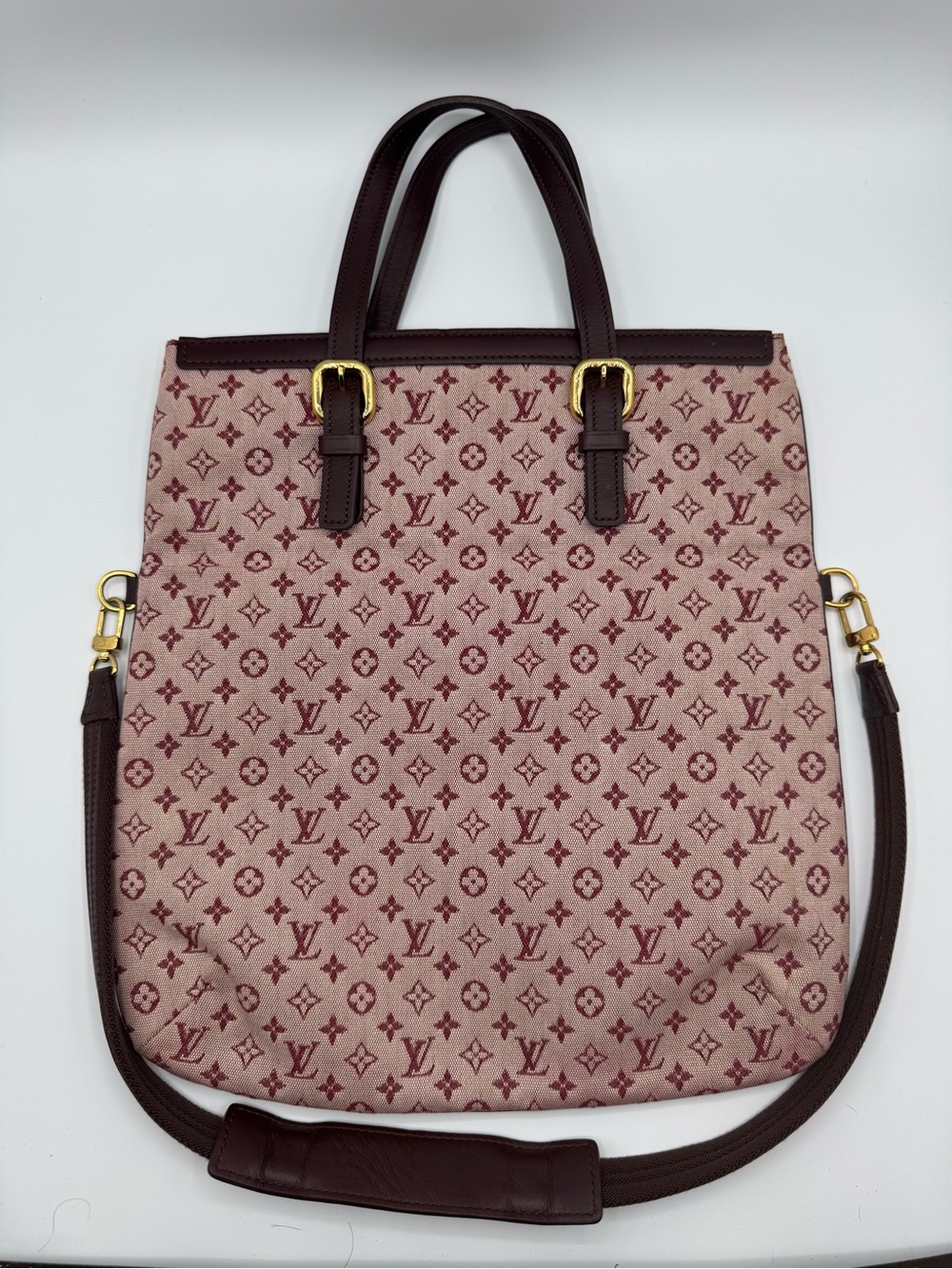 Vintage LV Burgundy Denim Monogram Tote with Strap
